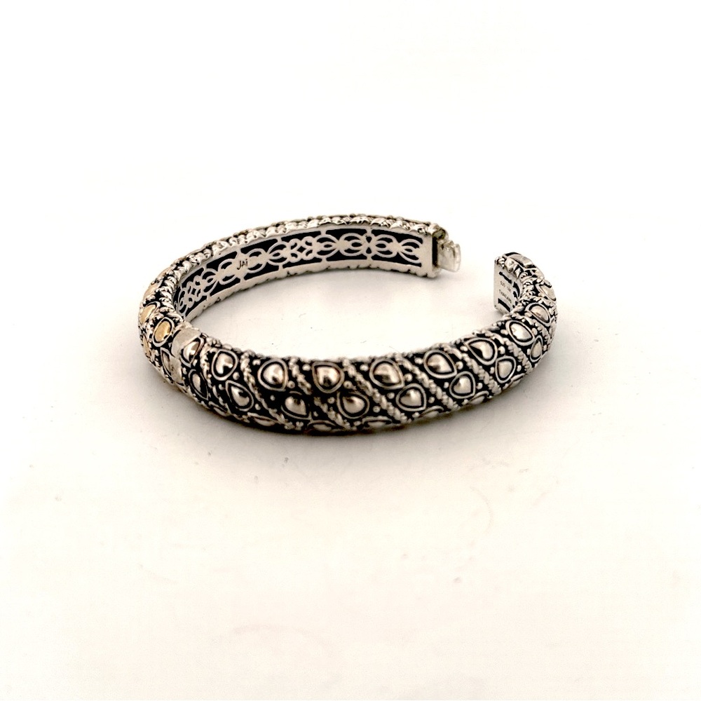 Jai 18K yellow gold and 925 Sterling silver hinged bangle bracelet - Picture 7 of 10